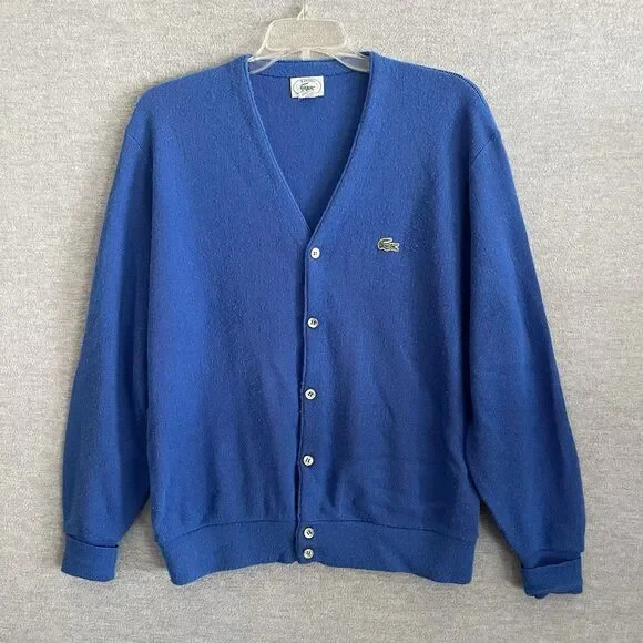 Izod Lacoste Grandpa Cardigan Sweater Mens L Mr Rogers Orlon Vintage Made in USA - Picture 9 of 9